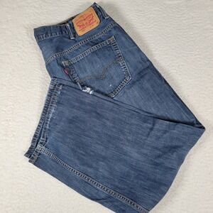 Levi's 569 Loose Straight Jeans Mens 40x32 Blue Medium Wash Distressed Thrashed